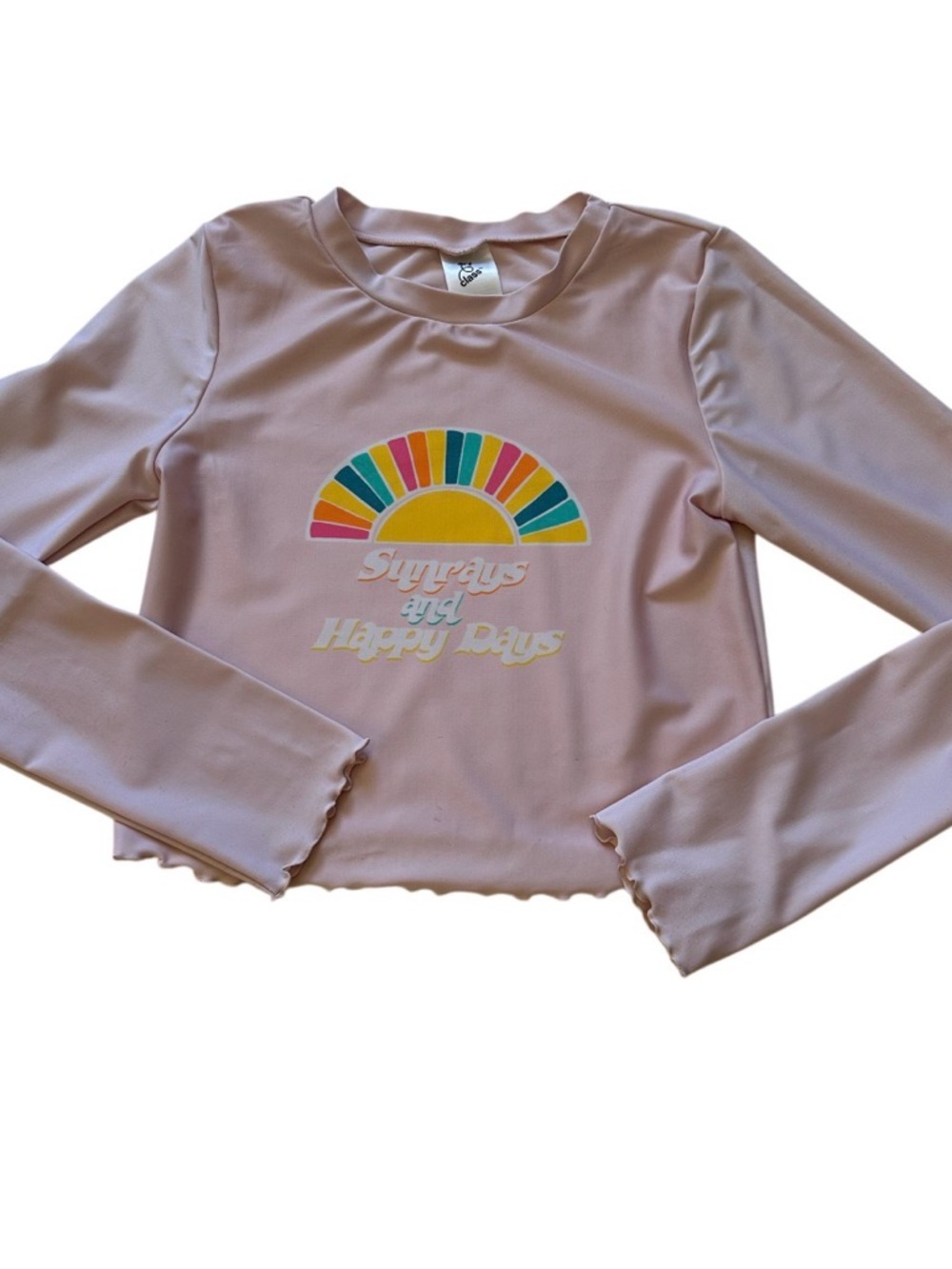 art class Pink Long-Sleeve Rashguard with Rainbow Sun Graphic